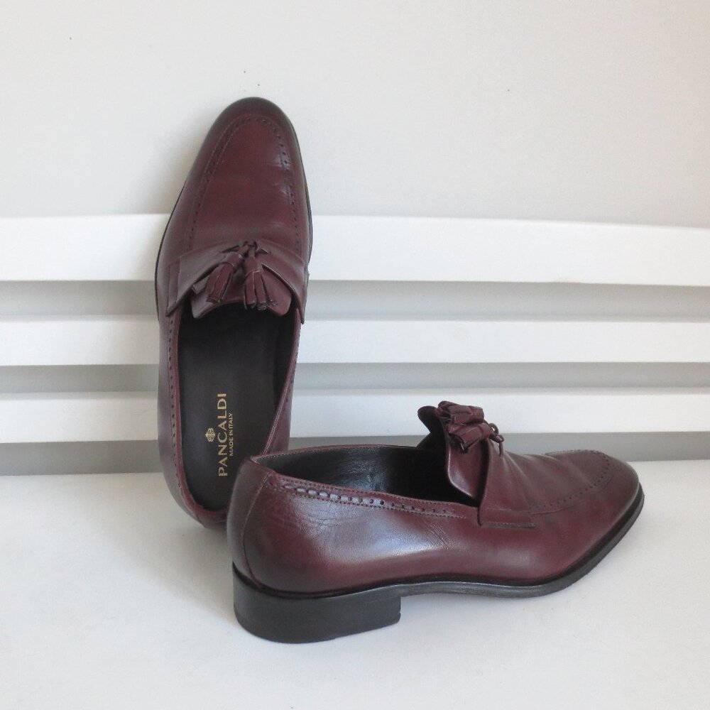 PANCALDI MENS DRESS SHOES ITALY MARIO BROWN Sz-9M